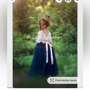 Navy tulle and lace Flower Girl Dress size 5
